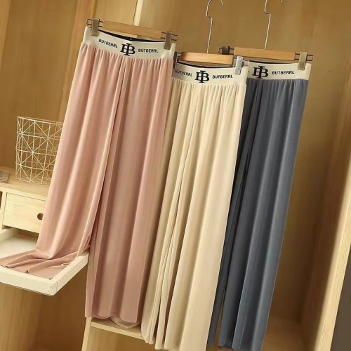 summer women‘s thin ice silk casual pants women‘s high waist draping loose wide leg pants mopping pants wholesale