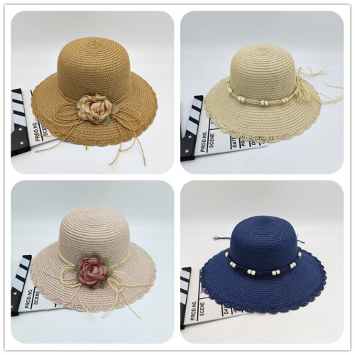 New Outdoor Hat for Women Bucket Hat Spring and Summer Beach Sun Protection Flower Bucket Hat Korean Style Casual Straw Hat Wholesale