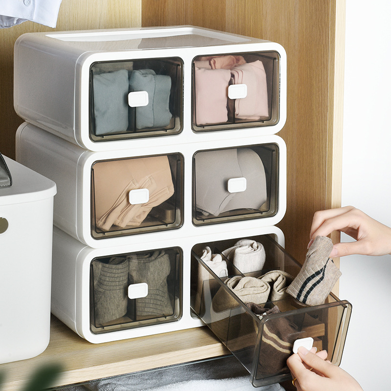 Drawer Underwear Storage Box Plastic Compartment Wardrobe Cl...