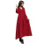 Red Dress Mid-Length Loose V-neck Skirt 2021 New Autumn Winter Retro Long Sleeve Cotton and Linen Women's Clothing Wholesale