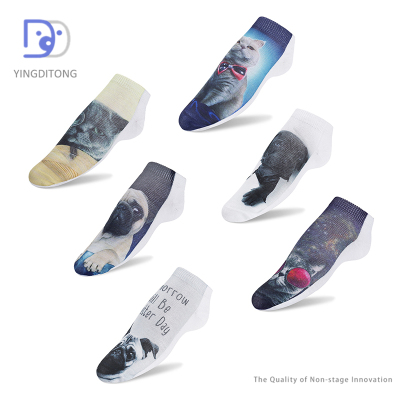 Socks men and women 3D printing tube trend spring summer kitten dog print street hip hop fashion socks