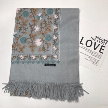 Imitation Cashmere Fabric Wedding Flower Pattern Embroidery Craft Shawl Scarf Dual-Use High-Grade Comfortable Soft