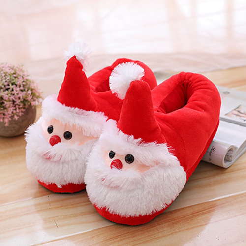 Foreign Trade Cartoon Slippers Winter Santa Claus Plush Toys Home Thick Bottom Non-Slip Cotton Slippers