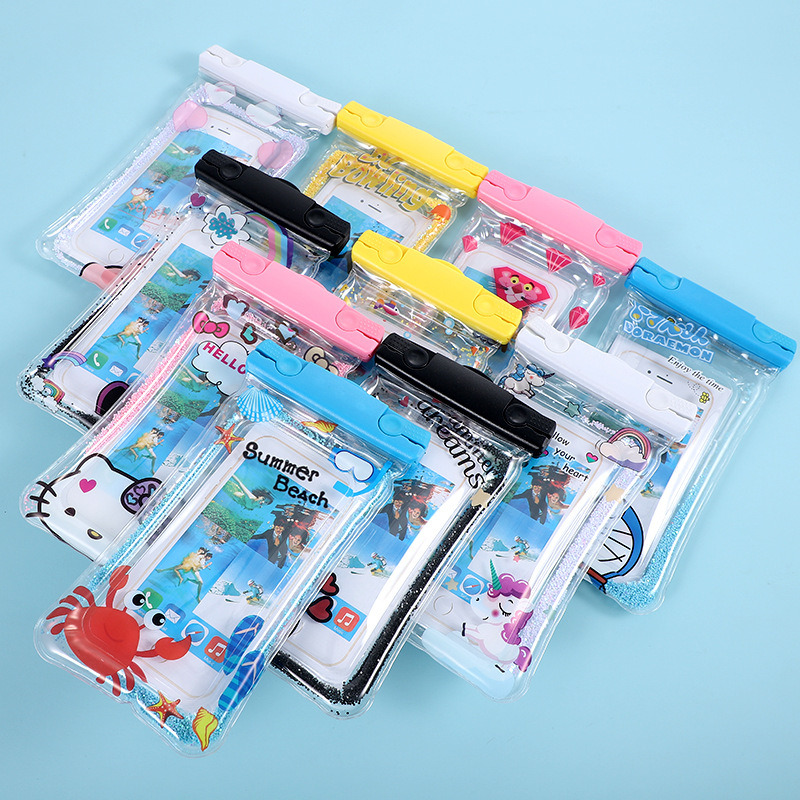 New Cartoon Quicksand Mobile Phone Waterproof Bag Floating Swimming Airbag Touch Screen Waterproof C
