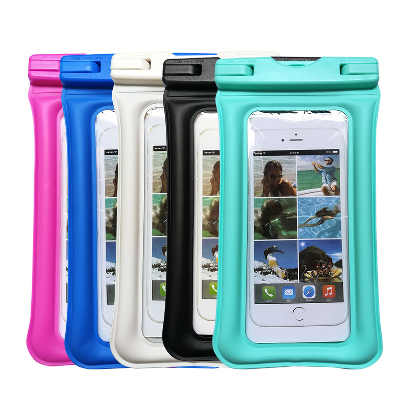 New Inflatable Floating Touch Screen Mobile Phone Waterproof Bag Solid Color Transparent Outdoor Dri