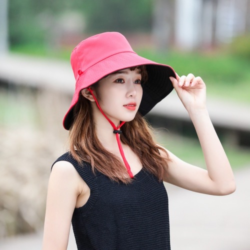 Sun Hat Female Summer Bucket Hat Solid Color Big Brim Japanese Style Basin Hat Travel Cloth Cap Sun Hat Sun Protection Foldable