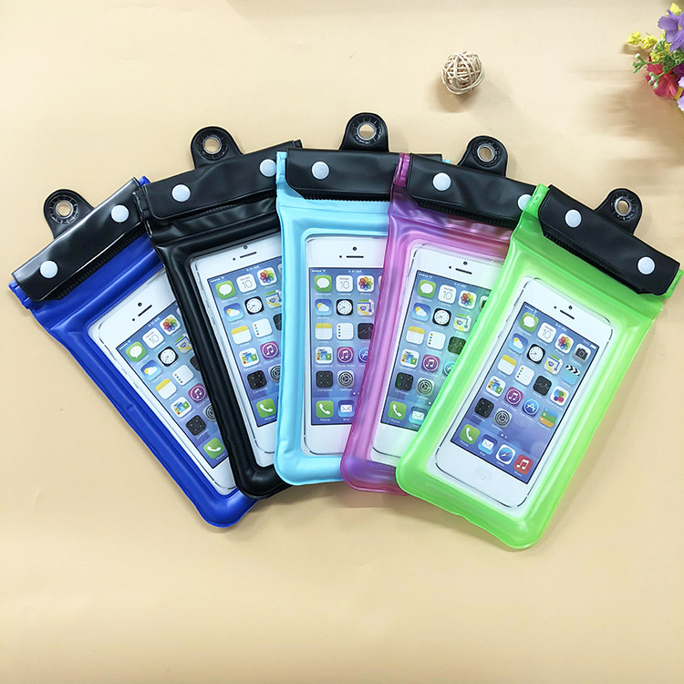 New PVC Airbag Inflatable Mobile Phone Waterproof Bag Tri-Fold Zipper Button Inflatable Floating Mob