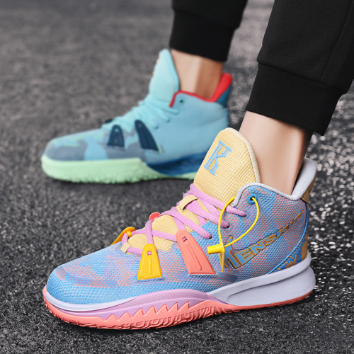 Spring New Sports Shoes Breathable Mesh Basketball Shoes Wear-Resistant Non-Slip High Top Combat Boots Student Game Sneakers