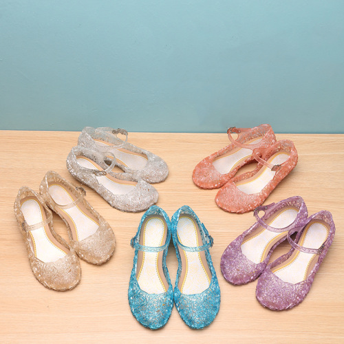 girls‘ sandals summer frozen non-slip aisha princess shoes fashion high heel sandals cinderella hole sandals