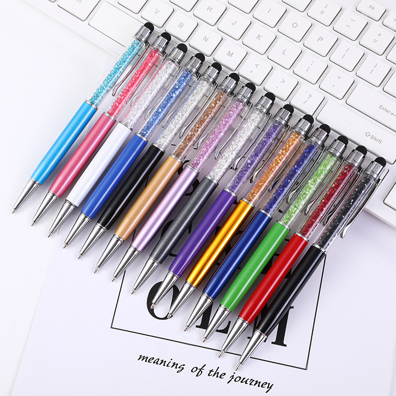 Metal Crystal Pen Diamond Metal Pen Korean Stationery Handwriting Capacitor Rhinestone Pen Touch Scr