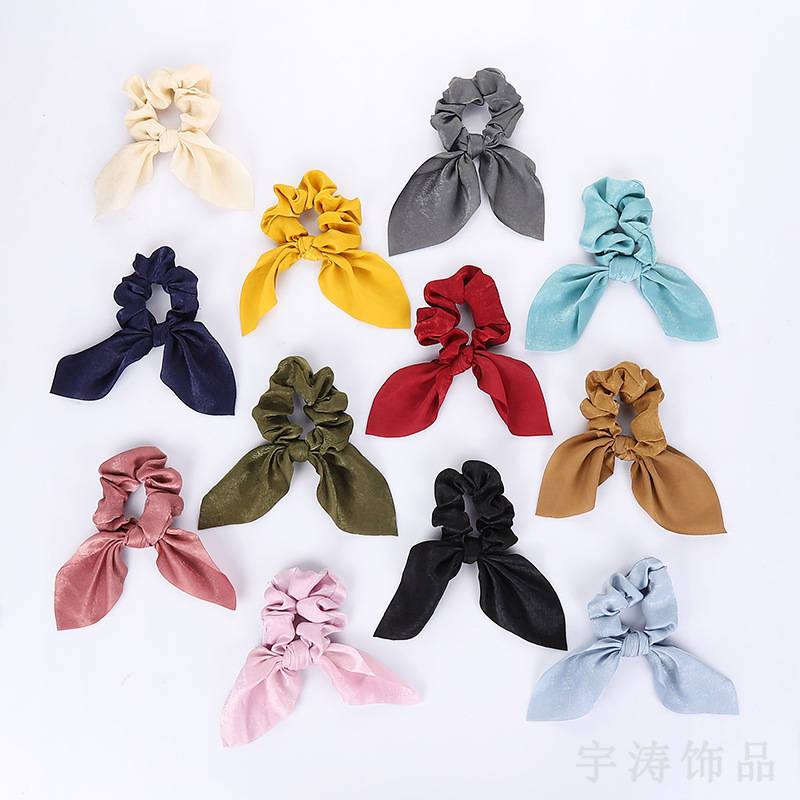 Korean Dongdaemun Ins Simple Ribbon Bowknot Solid Color Rabb...