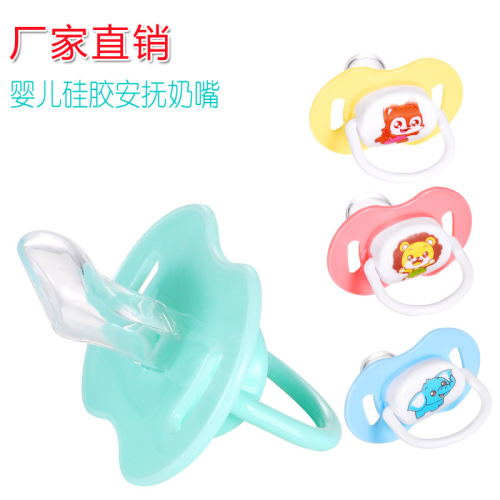 factory wholesale baby pacifier cartoon silicone sleeping pacifier newborn baby pacifier with lid
