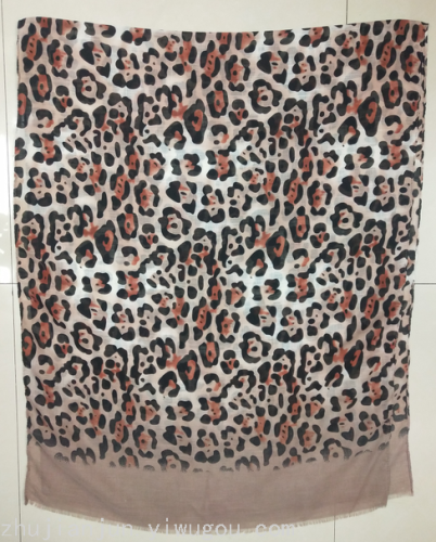 70 X180cm Gradient Leopard Print Small Bamboo Printed Pattern Fashion Split Scarf Color and Style