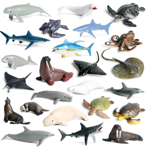 Mini Simulation Ocean Animal Toys Model Succulent Micro Landscape Ornaments Whale Shark Fish Sea Lion Cake Decoration Gift