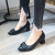 Pumps Women's Spring New Flat Shoes Mid Heel Chunky Heel Low Heel Pointed Low-Cut Leather Shoes Black Work Shoes