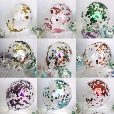 12-Inch Transparent Sequin Balloon Rose Gold Paper Wholesale Customized Balloon Paper Scrap Balloon Party Decoration Supplies