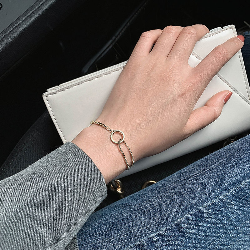 Double-Layer Asymmetric Ring Bracelet Female Student Simple Bracelet Japanese Entry Lux Long-Distanc