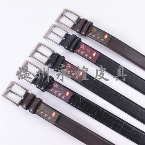 4.0cm leisure pin buckle trimming two-side leather embossed belt unisex