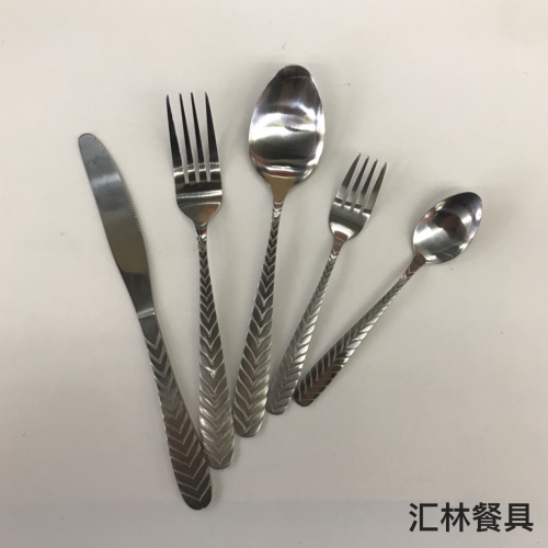 410 stainless steel material western tableware small round head series d leaves flower solid color dining knife fork spoon tea fork spoon