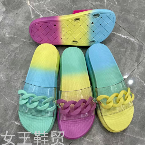2021 summer popular platform slippers chain terms color women‘s sandals foreign trade large size customized women‘s shoes
