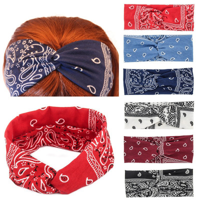 Cross-Border New Arrival European and American Cross-Knotted Elastic Hair Band 6 Colors Elastic Headband Women Sweat-Absorbent Bandeau Head Accessories