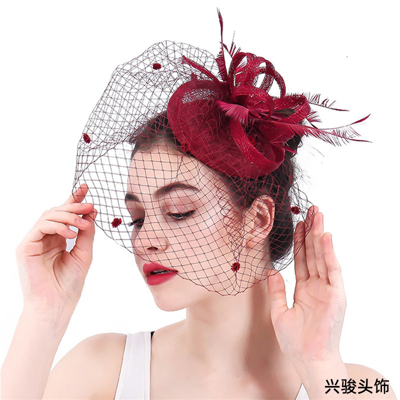 British Fashion Mesh Hair Accessories Wedding Boutique Linen Gauze Hat Headdress Flower Noble Myster
