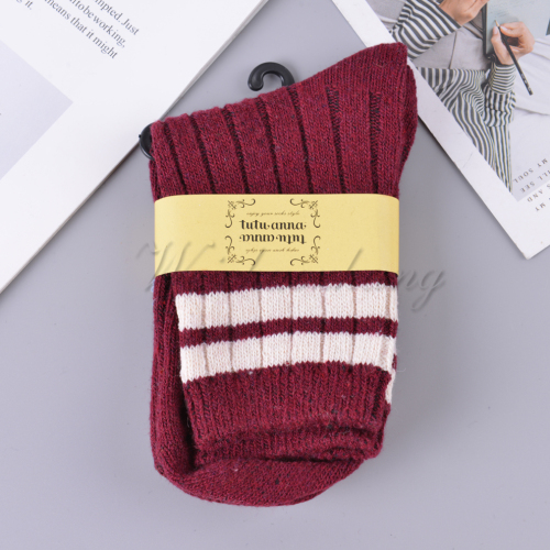 Socks New Striped Color Matching Tube Socks Autumn and Winter Ins Style Cotton Socks Thick Thread Warm Lovers‘ Socks