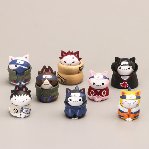 8 cat fire shadow hand-made kitten naruto sasuke kakashi i love luo wild skunk deer pill doll ornaments