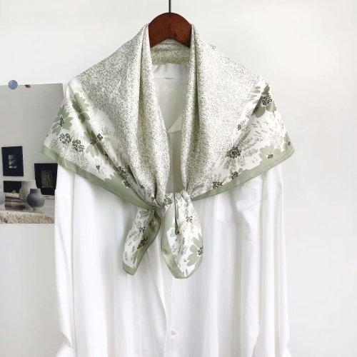 Twill 90 Large Kerchief Silk Feel Scarf Silk Scarf High-End Floral Printed Scarf Elegant Scarf in Stock