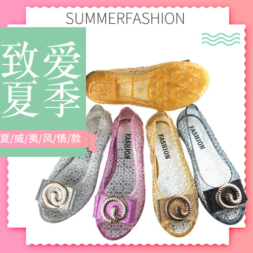 Spot Goods 2020 Summer Women‘s Fish Mouth PVC Lady Sleeve Fashion Sandals Wear-Resistant Women‘s Shoes First-Hand Supply 