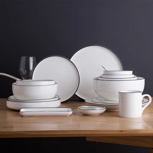home european minimalist dishes creative black line tableware kitchen supplies