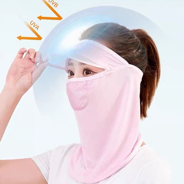 防晒口罩护颈女夏季防紫外线透气面罩骑行开车遮阳护脸面巾面纱薄