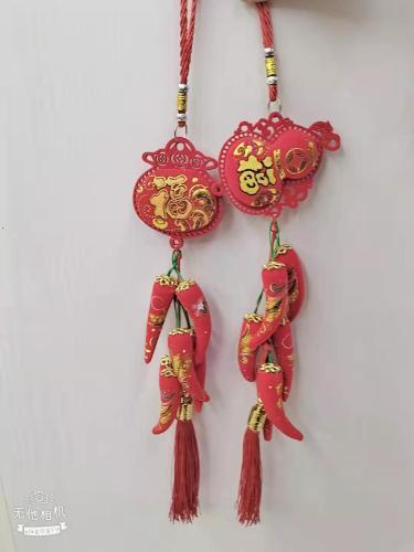 festive new year‘s goods pepper pendant fu character red fire housewarming gift