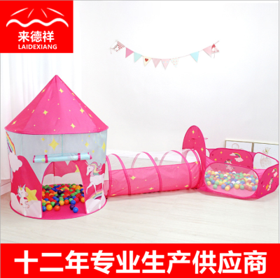 In Stock Wholesale Children's Tent Unicorn Three-Piece Game House Portable Folding Girl Indoor Ocean Ball Pool