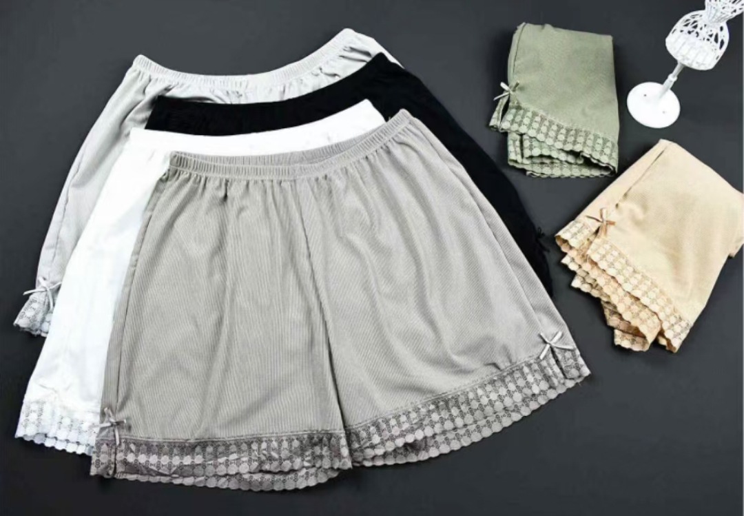 New Bow Safety Pants Home Pants Lace Ice Silk Loose Safety Smooth Fashion Wardrobe Malfunction Avoid
