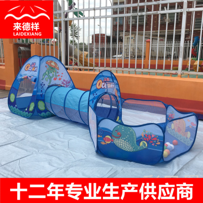 Kids' Playhouse Three-in-One Tent Baby Crawl Tunnel Tent Three-Piece Play House Ocean Ball Pool Wholesale