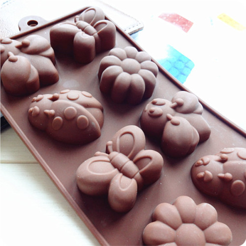 8-Piece Bee Butterfly Beetle Silicone Chocolate Mold Soap Mold Ice Cream Mold Ice Tray Ice Cream