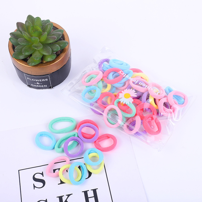 Children's Towel Ring 50 Daisy Ziplock Bag Hair Accessories Tie Hair Braid Hair Rope High Elast