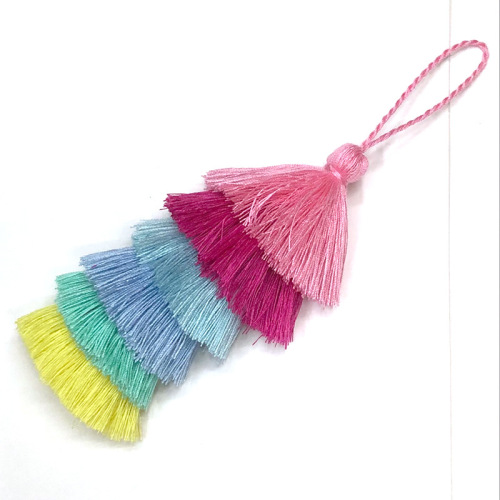 manufacturers customize creative popular personalized colorful multi-layer tassel keychain fashion bag mobile phone pendant accessories