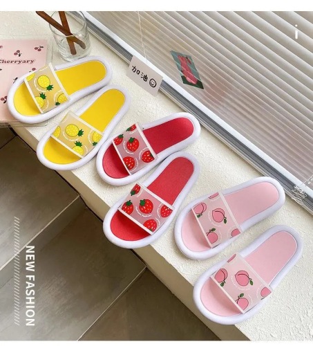 new pvc women‘s summer internet celebrity fruit strawberry pineapple home bathroom non-slip indoor slippers in stock wholesale custom
