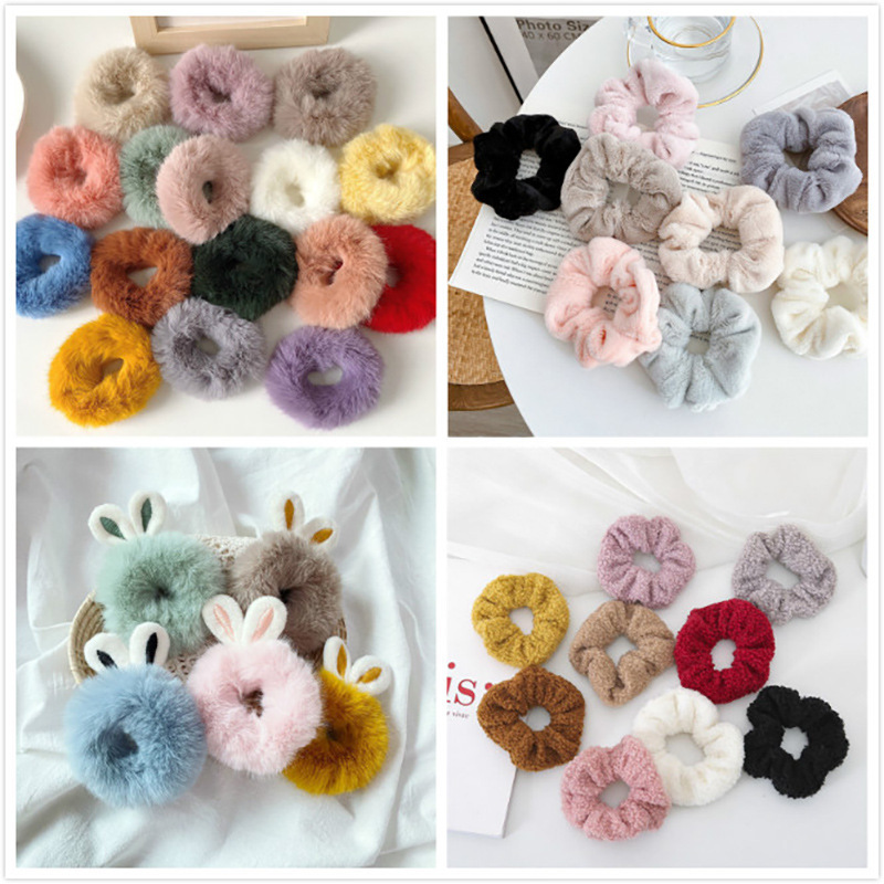 Bowknot Hair Ring Children's Rabbit Bow Hair Accessories Autumn and Winter Artificial Mink Hair