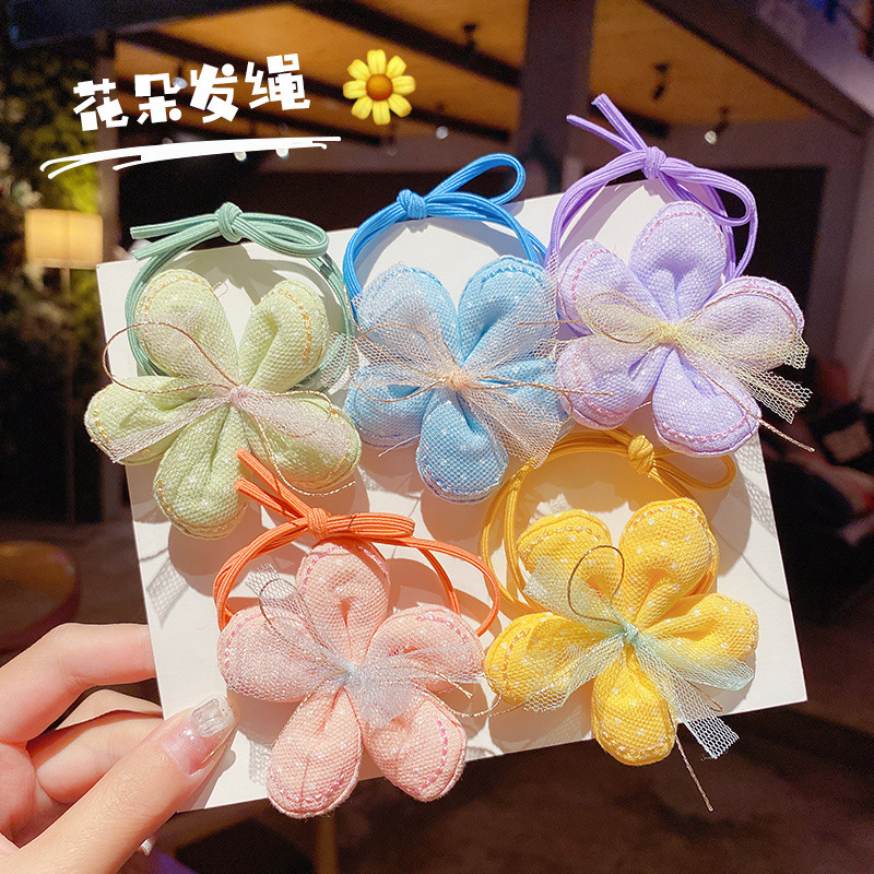 Korean Children 2021 New Flower Hair Rope Rubber Band Female...
