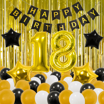 Birthday Balloon Set Mysterious Black Gold Party Atmosphere Background Wall Decoration Balloon
