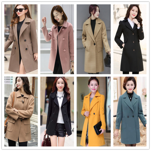 leftover stock foreign trade women‘s clothing coat internet hot woolen coat women‘s mid-length women‘s woolen wholesale