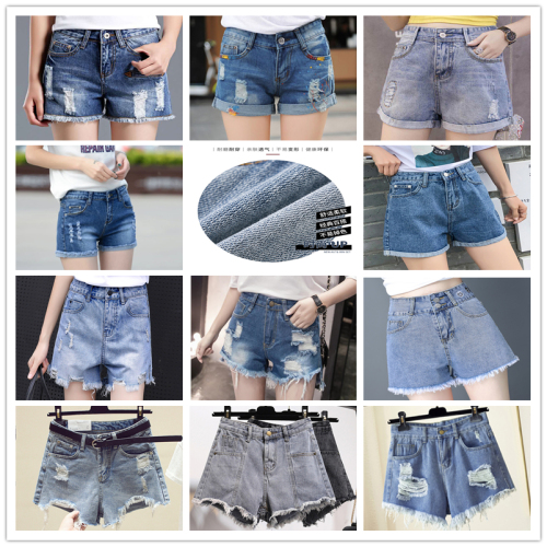 2024 summer ripped high waist women‘s denim shorts ins personalized hot pants women‘s shorts foreign trade stall wholesale