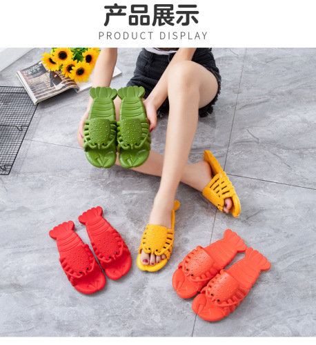 creative trending lobster slippers for women outdoor indoor home bathroom bath parent-child beach slippers factory wholesale