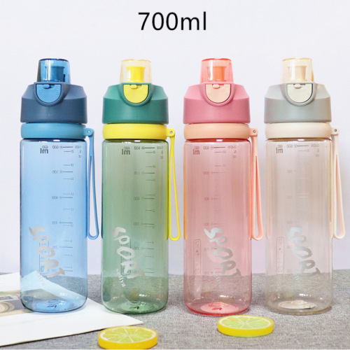 Outdoor Student Travel Straight Drink Cup with Scale Water Bottle Simple and Portable Lock Lid Sports Cup