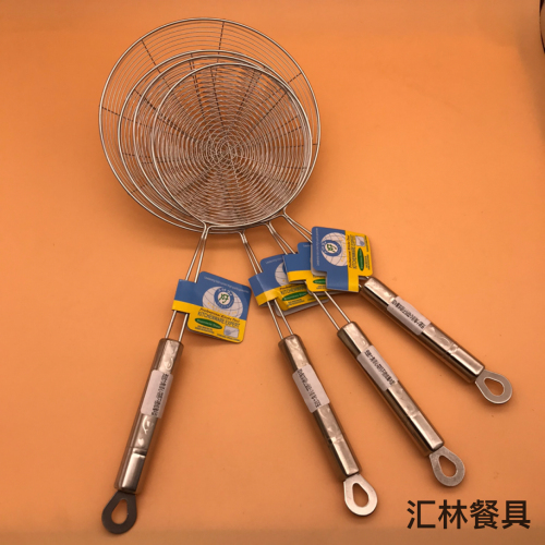 Kitchenware Wholesale Non-Magnetic Band Hexagonal Smooth Flower Handle Stainless Steel Line Leakage Type a Fried Oil Grid Drain Filter Net