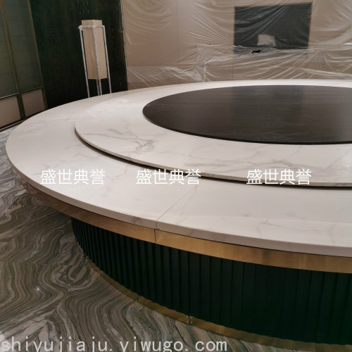 Guilin International Hotel Marble Electric Dining Table Restaurant Solid Wood Large round Table Box 20-Person Electric Turntable Dining Table