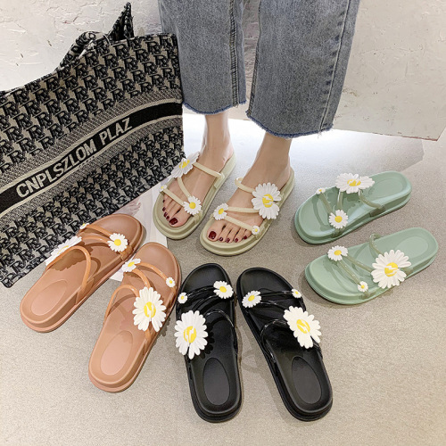 Sandals Women‘s Summer Internet Celebrity Daisy Popular Outdoor Fashion Ins Thick Bottom Non-Slip Korean Beach Slippers